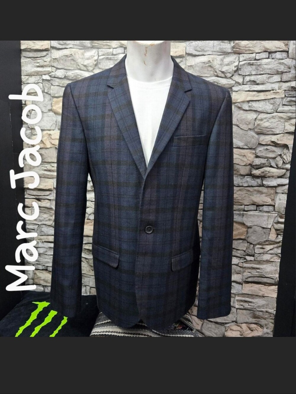 Marc by Marc Jacobs Vintage MINT Shadow Plaid Wool Blend Blazer Jacket M
